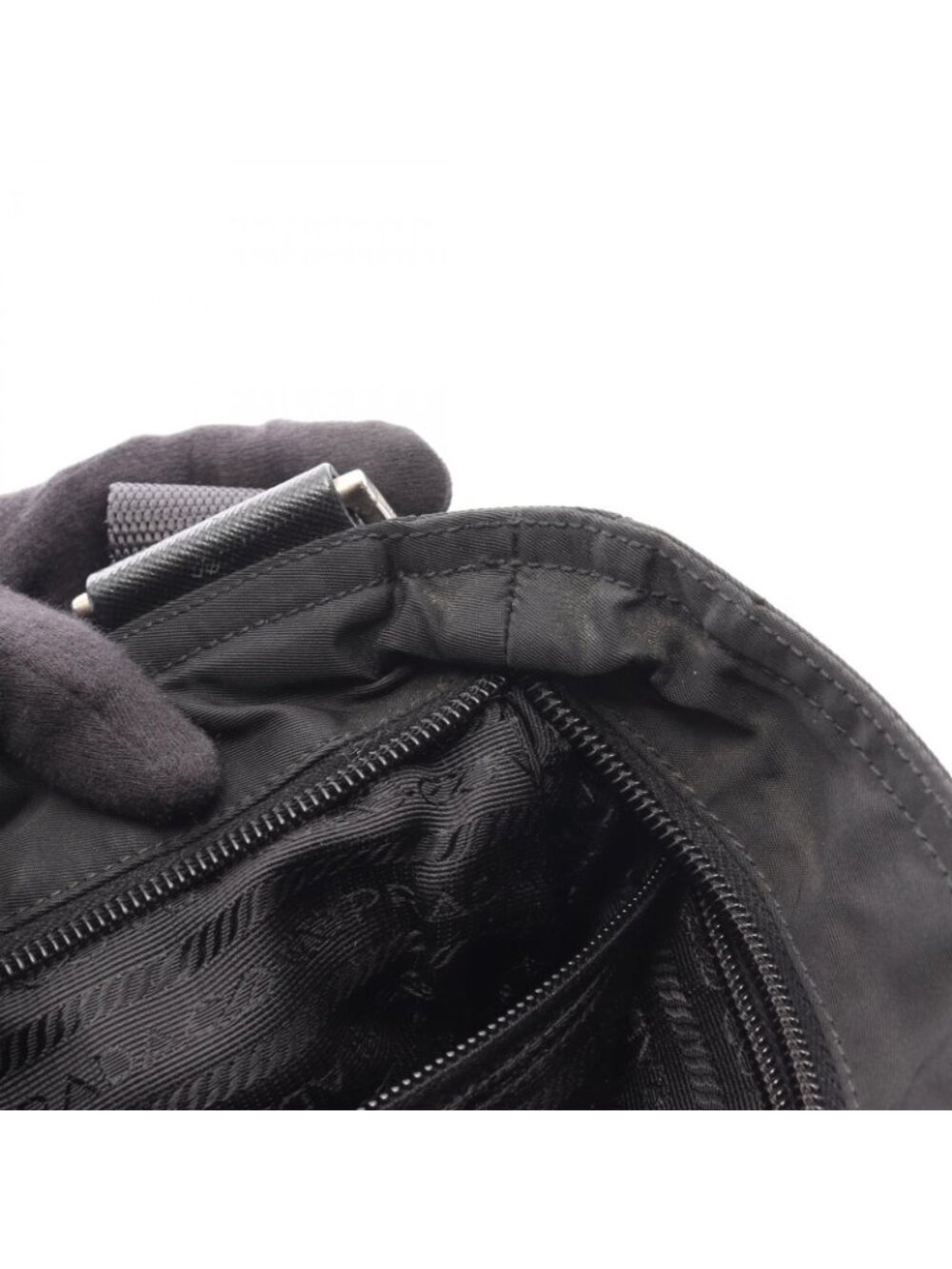 Prada Shoulder Bag Viaggio Black Nylon Saffiano Leather Triangle Logo Messenger - Picture 5 of 13